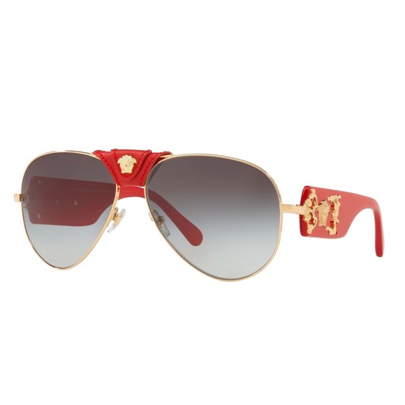 VERSACE NWT UNISEX RED GOLD MEDUSA SUNGLASSES WITH CASE BOX AND BOOKLET - Picture 2 of 16